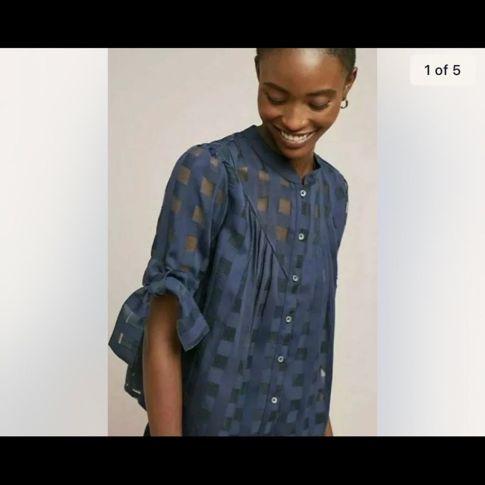 Anthropologie Current Air WINDOWPANE Blouse